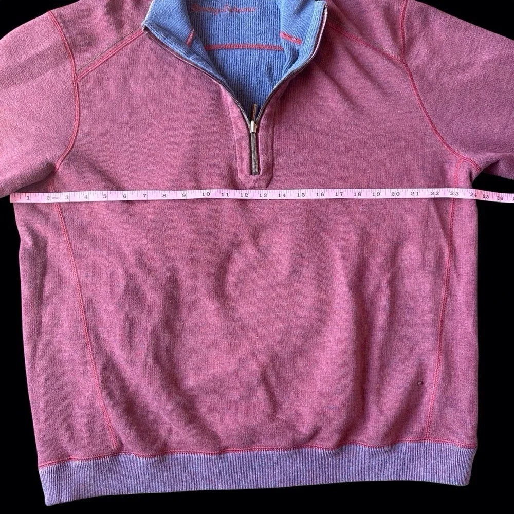 Tommy Bahama 1/4th Zip Pullover Mens XL Burgundy Heathered Knit Sweater‎ Coastal